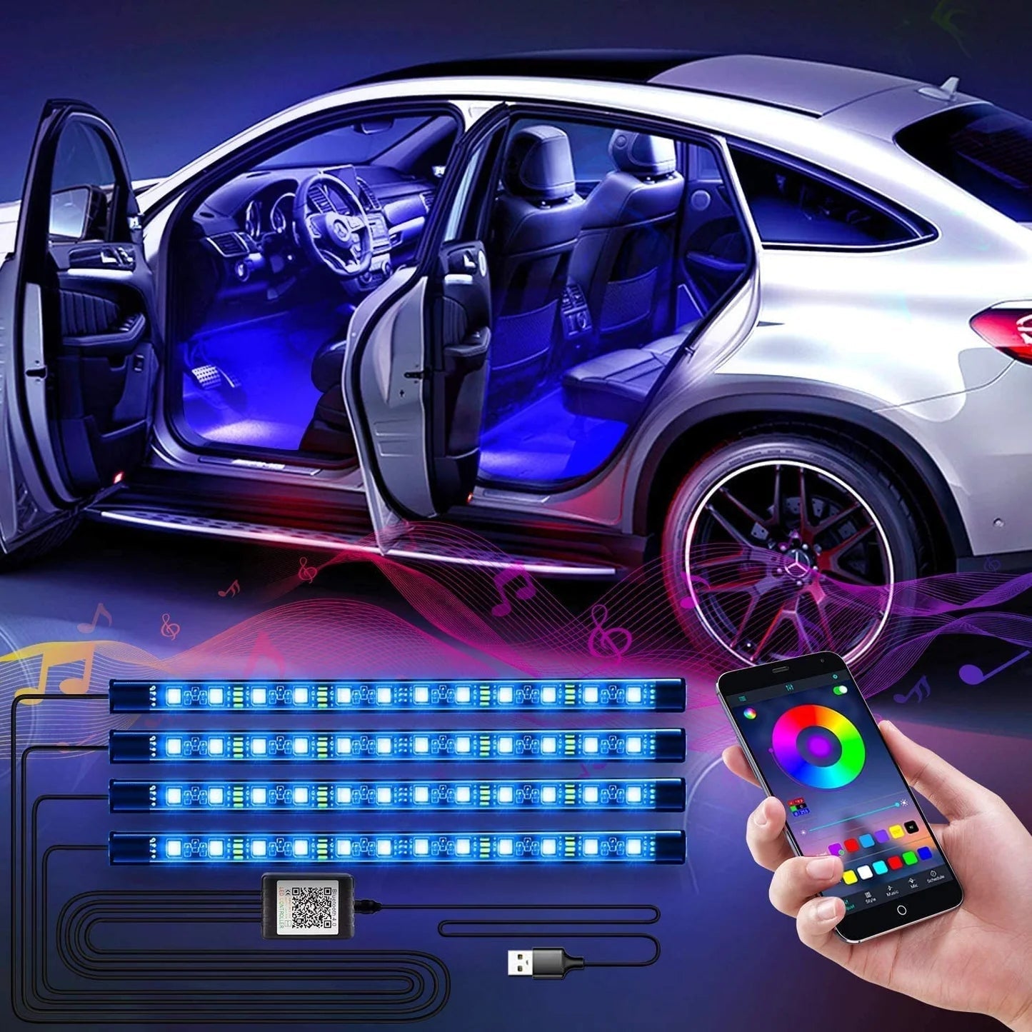 ATMOSPHERE LIGHTS FOR BIKE (125,CD70) BLUETOOTH CONNECTION WITH MOBILE